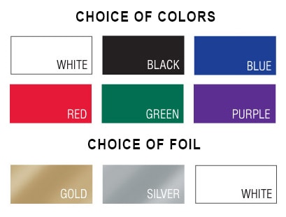 Display of available color and foil choices