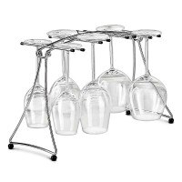 Elegant Desktop Crystal Glass Stemware Rack/Rotate 8 Wine Glass Storage  Holder Stand Air Drying Rack (Silver)