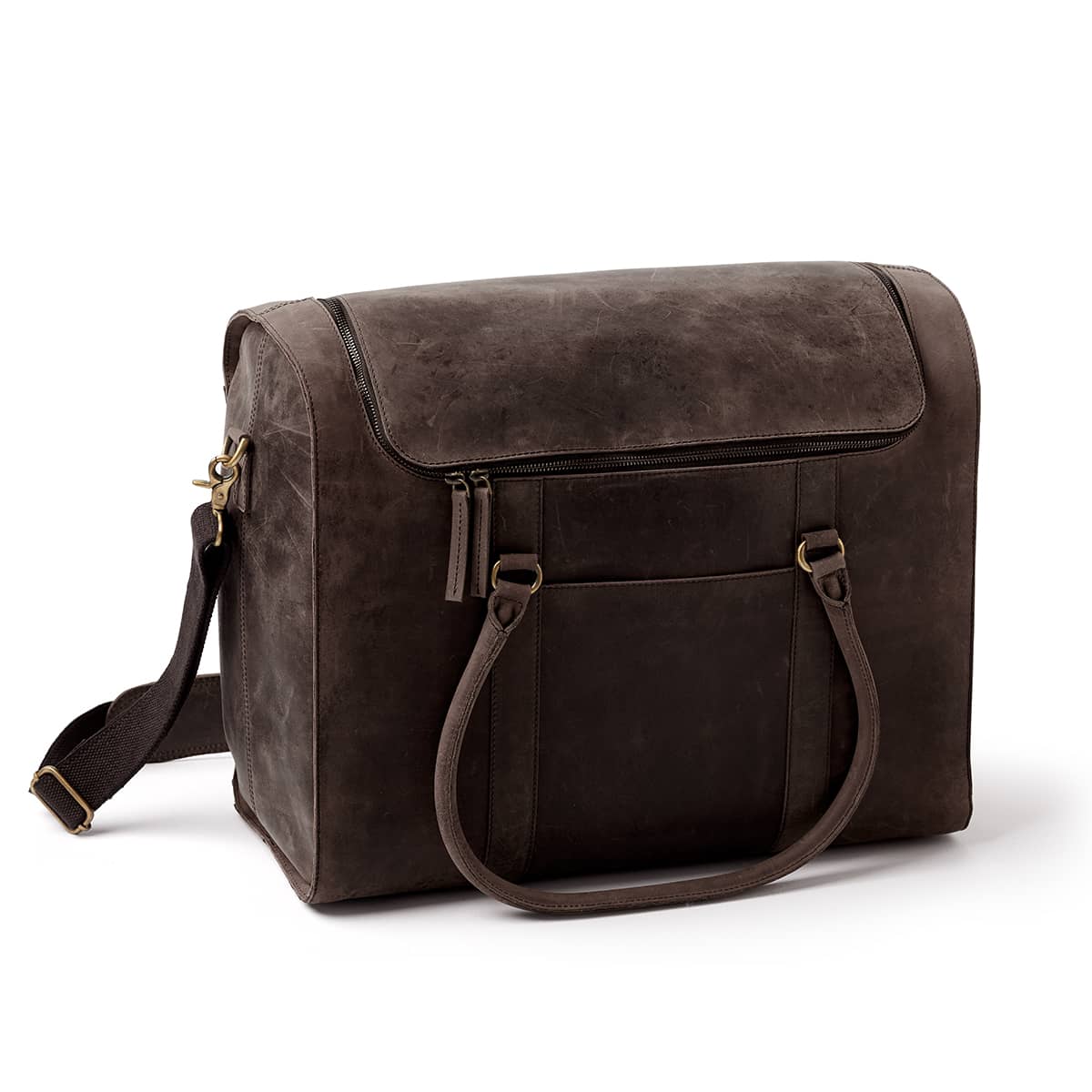 teakwood leather trolley bag