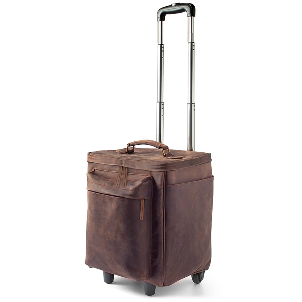 teakwood leather trolley bag